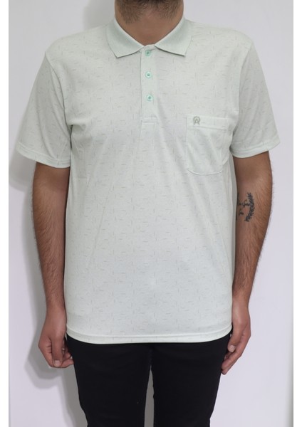 Fistan Store Erkek Desenli Klasik Kesim Rahat Kalıp Tek Cepli Polo Yaka T-Shirt