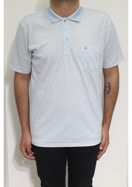 Fistan Store Erkek Desenli Klasik Kesim Rahat Kalıp Tek Cepli Polo Yaka T-Shirt