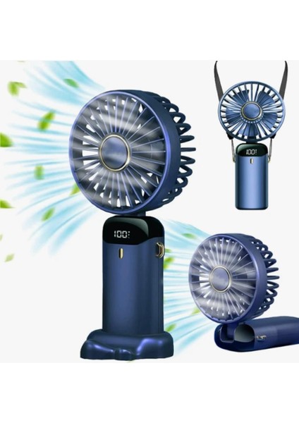 Mini Klima LED Göstergeli Şarjlı El Fanı Vantilatör 5 Kademeli Hız Serinletici Fan
