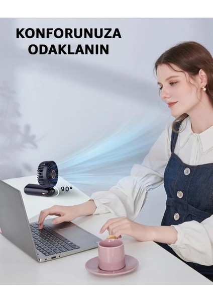 Mini Klima LED Göstergeli Şarjlı El Fanı Vantilatör 5 Kademeli Hız Serinletici Fan