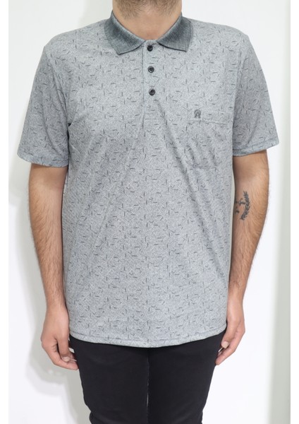 Fistan Store Erkek Desenli Klasik Kesim Rahat Kalıp Tek Cepli Polo Yaka T-Shirt