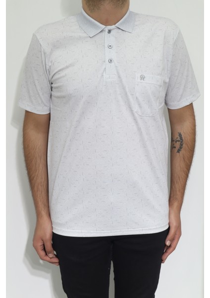 Fistan Store Erkek Desenli Klasik Kesim Rahat Kalıp Tek Cepli Polo Yaka T-Shirt