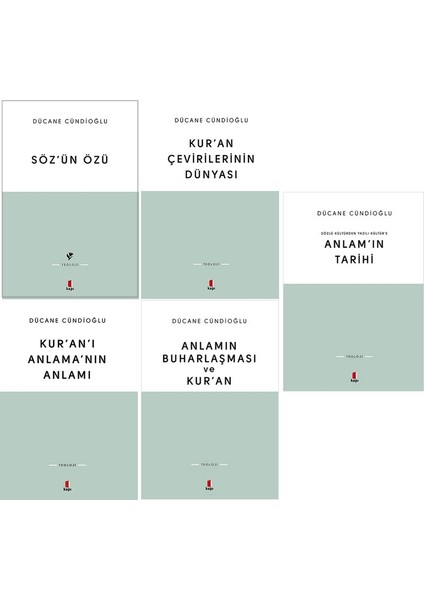 dücane Cündioğlu 5 Kitap Set / Söz'ün Özü - Kur'an Çevirilerinin Dünyası - Kur'an'ı Anlama'nın Anlamı - Anlamın Buharlaşması ve Kur'an - Anlam'ın Tarihi