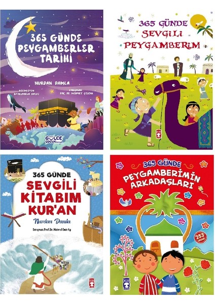 365 Günde Peygamberler Tarihi + Sevgili Peygamberim + Sevgili Kitabım Kuran + Peygamberimin Arkadaşları 4 Kitap Set