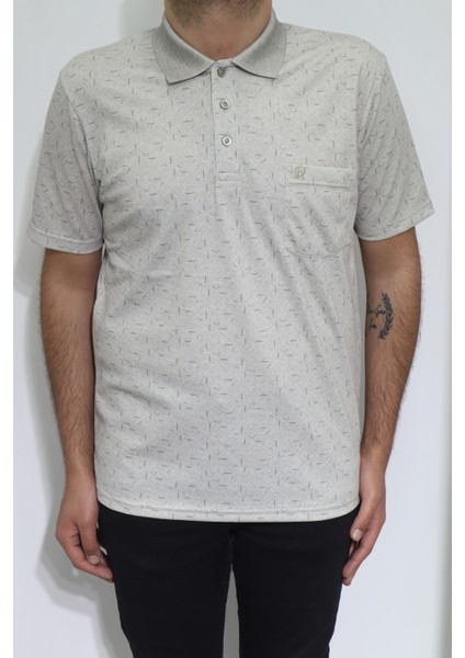 Fistan Store Erkek Desenli Klasik Kesim Rahat Kalıp Tek Cepli Polo Yaka T-Shirt