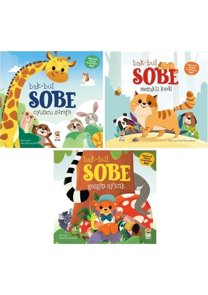 bak-Bul Sobe 3 Kitap Set / Oyuncu Zürafa - Meraklı Kedi - Gezgin Ayıcık (Ciltli)