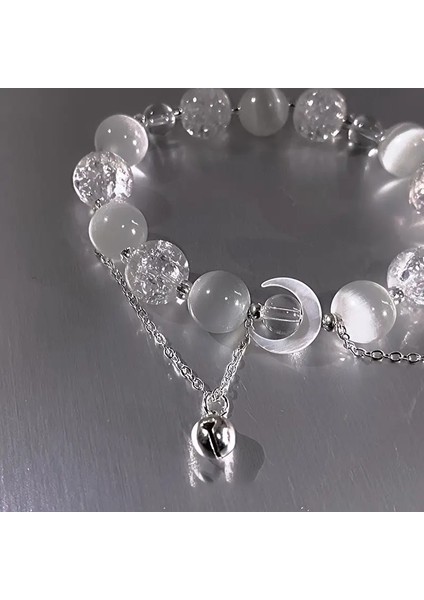 Kristal Boncuklu Ay Taşı - Ay Detaylı Bileklik ✨🌙 -El Yapımı indirimleri