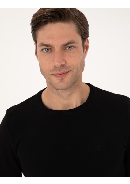 Erkek Siyah Slim Fit Basic Kazak 50315509-VR046 fiyatları