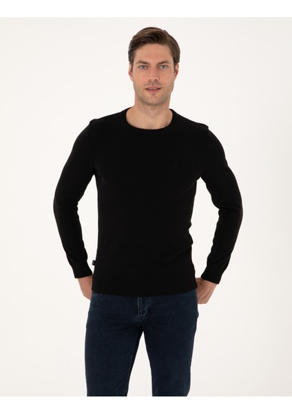 Erkek Siyah Slim Fit Basic Kazak 50315509-VR046 modelleri