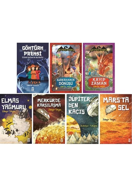 Ilk Genç Timaşzübeyir Tokgöz Seti 7 Kitap / Göktürk Prensi - Ahi Evran Efsanesi - Elmas Yağmuru - Merkür'de Karşılaşma - Jüpiter'den Kaçış - Mars'ta Sel