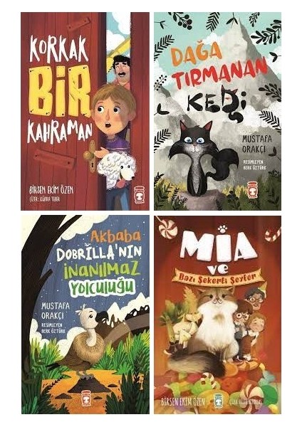 mustafa Orakçı - Birsen Ekim Özen 4 Kitap Set 2. 3. 4. Sınıflar - Korkak Bir Kahraman - Dağa Tırmanan Kedi - Akbaba Dobrilla - Mia ve Bazı Şekerli Şeyler