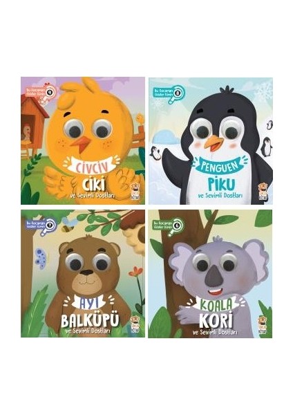 bu Kocaman Gözler Kimin Hareketli Gözler 4 Kitap Set / Civciv Ciki - Penguen Piku - Ayı Balküpü - Koala Kori