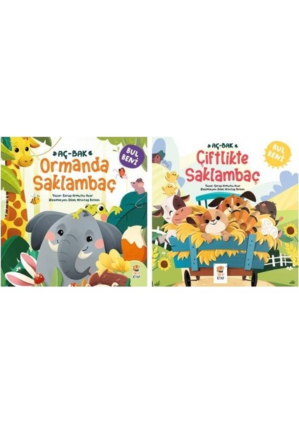 ormanda Saklambaç - Çiftlikte Saklambaç Aç-Bak Ciltli Açılır Sayfalı Kitaplar