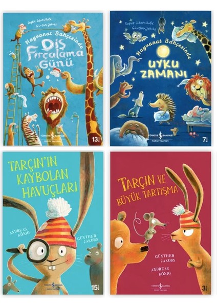 Hayvanat Bahçesinde Diş Fırçalama Günü - Hayvanat Bahçesinde Uyku Zamanı - Tarçın’ın Kaybolan Havuçları - Tarçın ve Büyük Tartışma- 4 Kitap Set