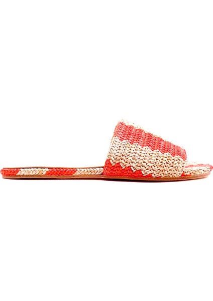 Hasır Örgü Mercan-Bej Barefoot Terlik