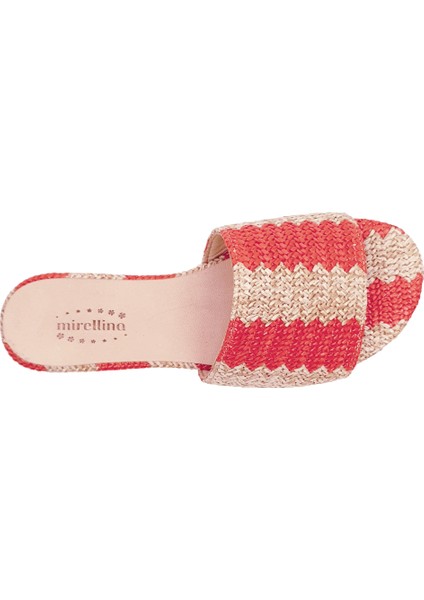 Hasır Örgü Mercan-Bej Barefoot Terlik