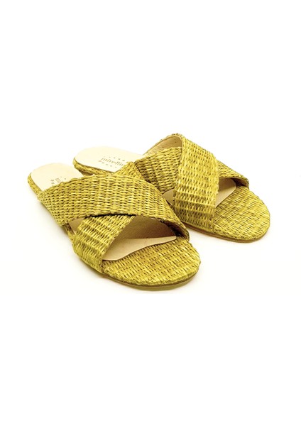 Hasır Örgü Yeşil Barefoot Terlik