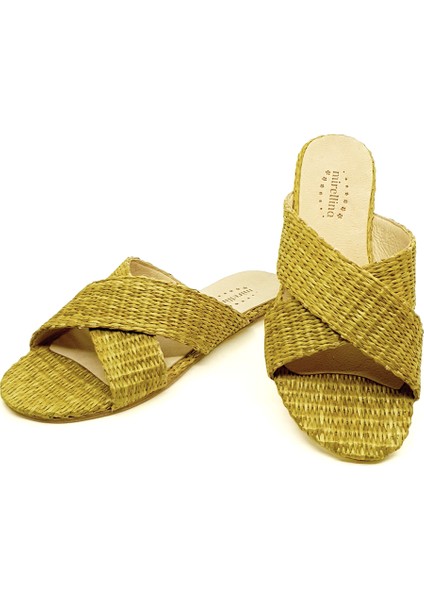 Hasır Örgü Yeşil Barefoot Terlik