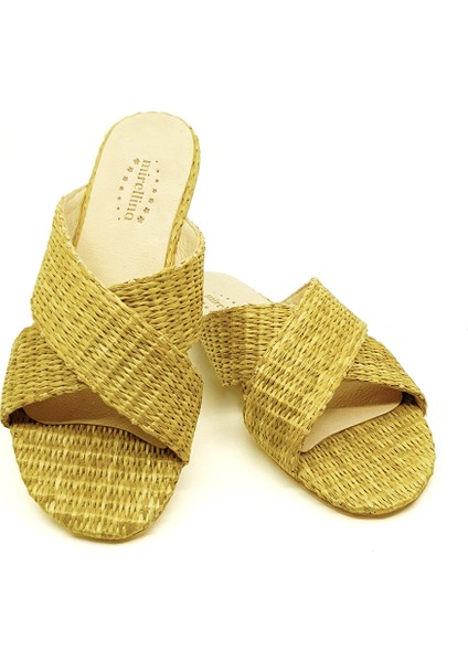 Hasır Örgü Yeşil Barefoot Terlik