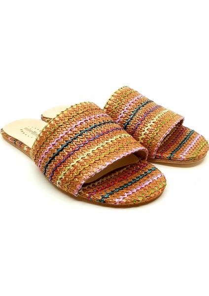 Hasır Örgü Kahverengi Barefoot Terlik