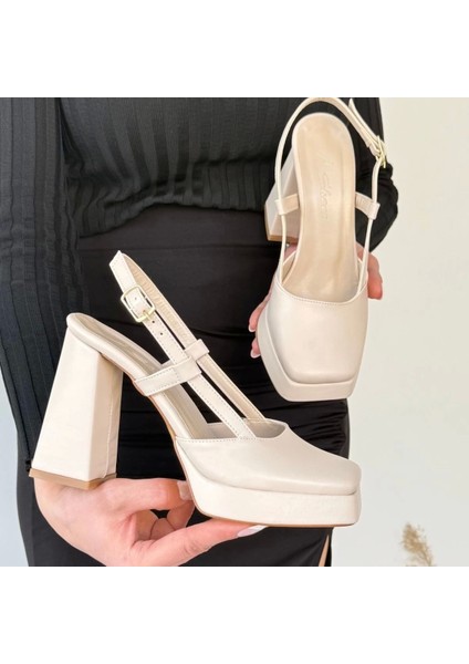 Mety Bej Cilt Topuklu Ayakkabı indirimleri