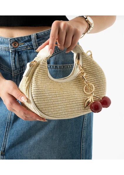 Elegance Miela Model Hasır Krem Charm Hediyeli Kadın El ve Omuz Çantası Hediye Paketi Şeklinde Gönderilir. fiyatları