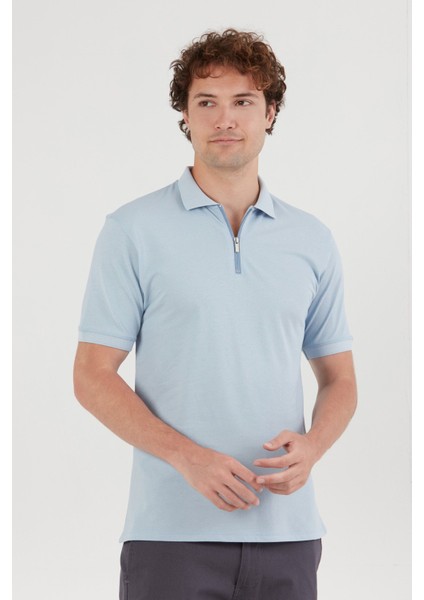 Basic Polo Yaka Yarım Fermuarlı Tişört