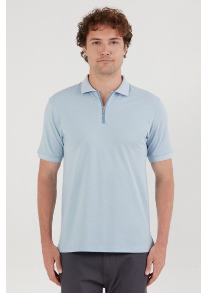 Basic Polo Yaka Yarım Fermuarlı Tişört