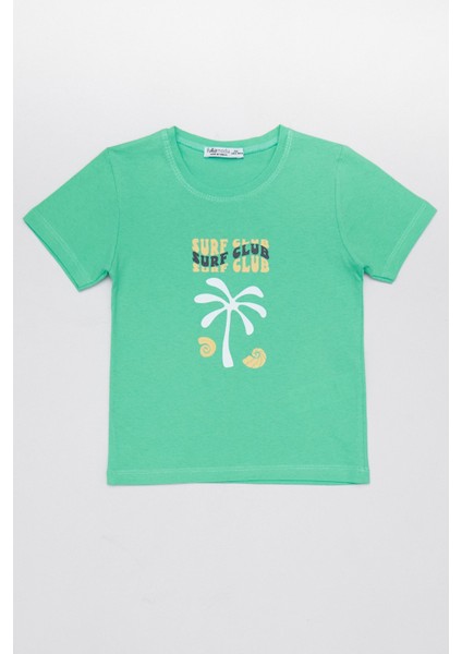 %100 Pamuk Surf Club Yazı Baskılı Kız Çocuk Tişört