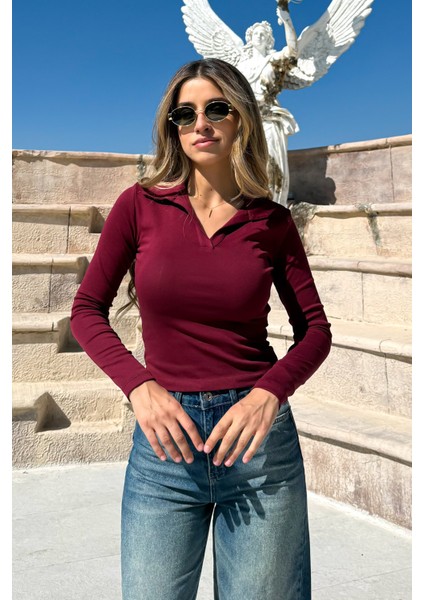 Kadın Uzun Kol Polo Yaka Body 21938