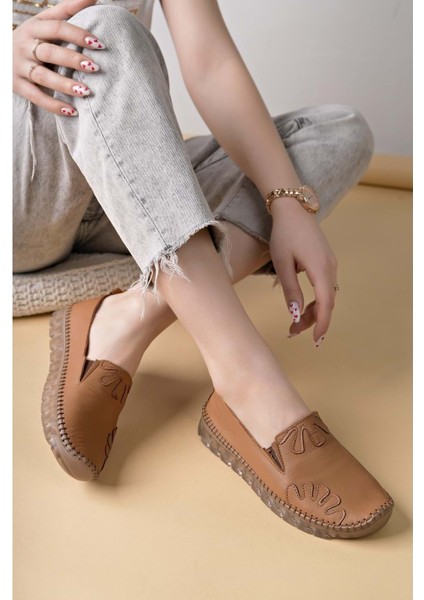 Ayakdaş Saraç Detaylı Hakiki Deri Kadın Babet Ayakkabı