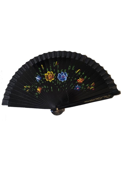 Büro Ev Ofis Gösteri Kostümü Için 12ADET Siyah Çift Taraflı Bambu Yelpaze Seti