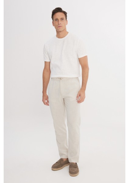 %100 Pamuk Slim Fit Dar Kesim Beli Bağlamalı Yan Cepli Pantolon modelleri