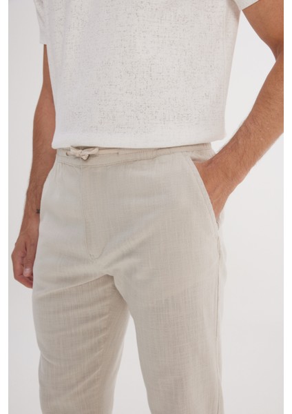 %100 Pamuk Slim Fit Dar Kesim Beli Bağlamalı Yan Cepli Pantolon indirimleri