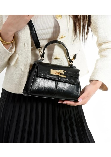 Anastasia Model Siyah Kadın El ve Omuz Çantası Hediye Paketi Şeklinde Gönderilir