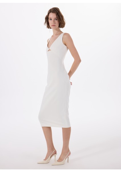 U Yaka Düz Ekru Kısa Kadın Elbise 50537626 fiyatları