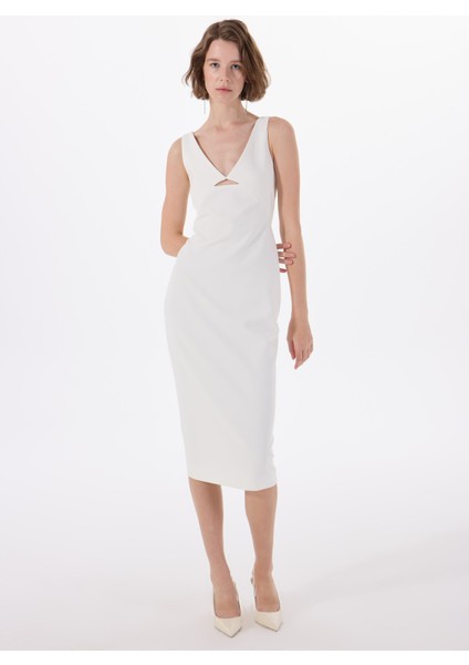 U Yaka Düz Ekru Kısa Kadın Elbise 50537626 fırsatları