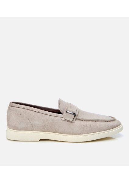 02AYH302690A300 ERKEK Süet Deri Bej Toka Detaylı Günlük Loafer