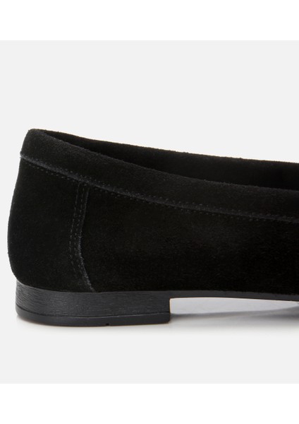 01AYH304430A100 KADIN Süet Deri Siyah Tokalı Klasik Loafer