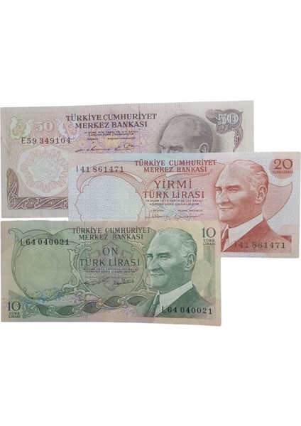6. 7. Emisyon 3 Adet Koleksiyon Kağıt Para Koleksiyon Başlangıç Setleri Antika Darpane Hobi Hediye