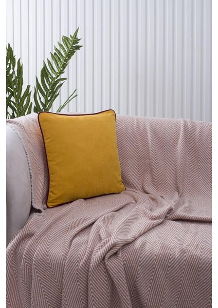 Home Sarı Panorama Bordo Biyeli Kırlent Kılıfı 3 Farklı Biye Seçeneğiyle, 45 x 45, O220005745451