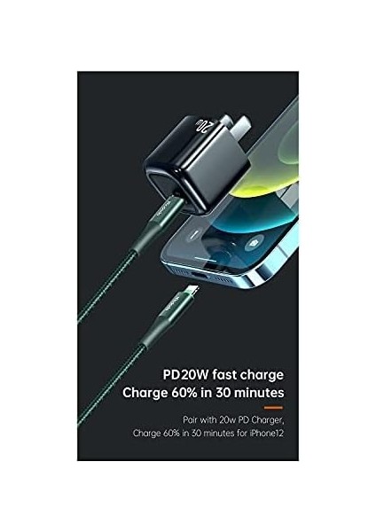 CA-9961 20W Type-C To Lightning Pd Data-Şarj Kablosu 1.2m Yeşil