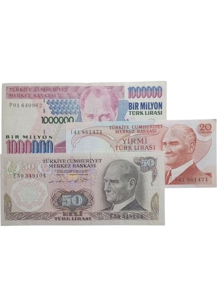 6. 7. Emisyon 3 Adet Koleksiyon Kağıt Para Koleksiyon Başlangıç Setleri Antika Darpane Hobi Hediye