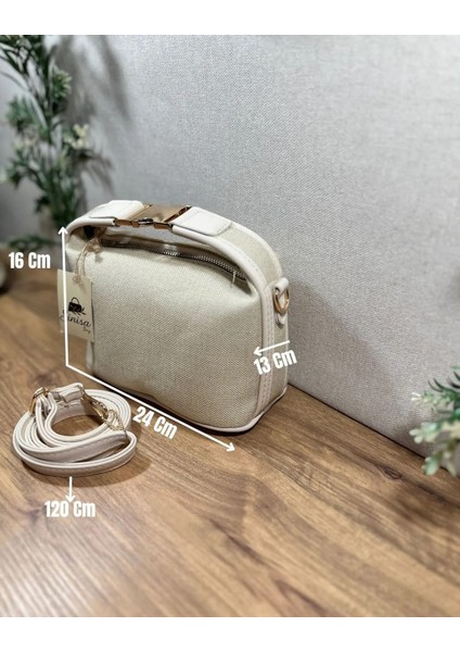 Gold Kilit Aksesuarlı Keten Orta Boy Kadın El ve Omuz Çantası fiyatları