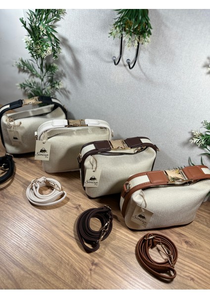 Gold Kilit Aksesuarlı Keten Orta Boy Kadın El ve Omuz Çantası fırsatları