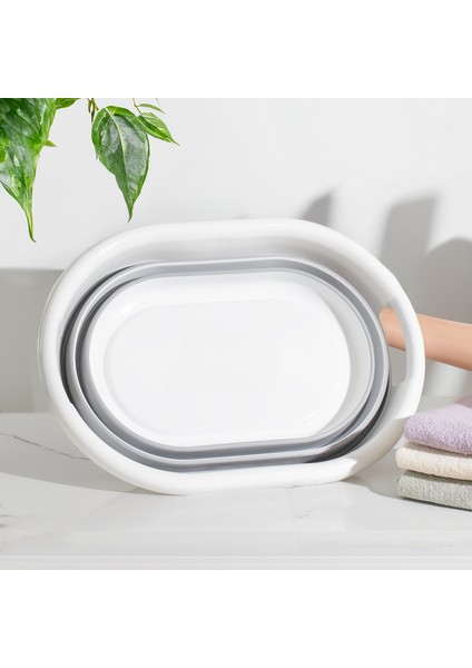 2li Katlanır Temizlik Seti - Katlanır Sepet 25LT - Katlanır Kova 10LT