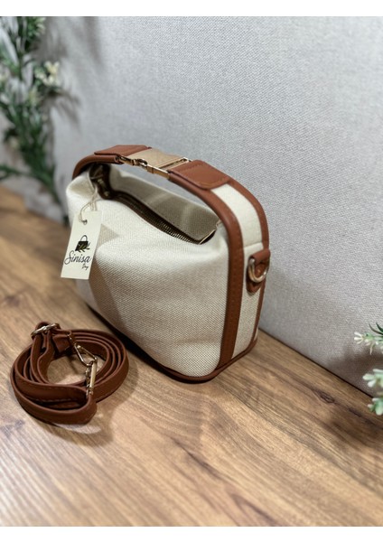 Gold Kilit Aksesuarlı Keten Orta Boy Kadın El ve Omuz Çantası fiyatları