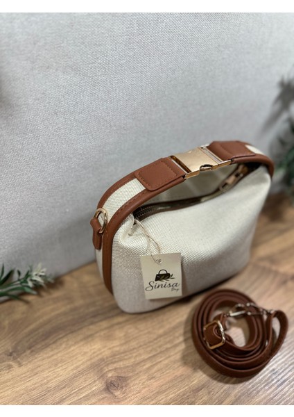 Gold Kilit Aksesuarlı Keten Orta Boy Kadın El ve Omuz Çantası modelleri