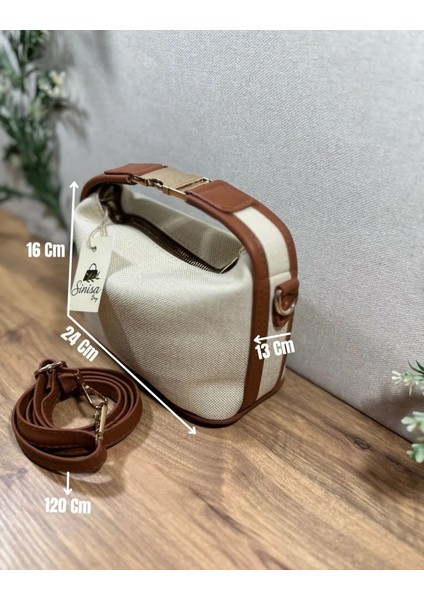 Gold Kilit Aksesuarlı Keten Orta Boy Kadın El ve Omuz Çantası fırsatları