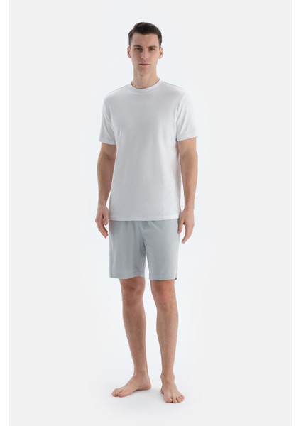 Gri-Indigo Pamuk Modal Ikili Örme Şort